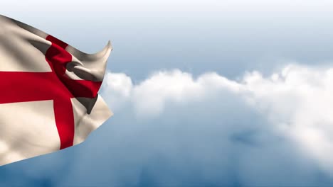 english flag waving in the wind with a sky background