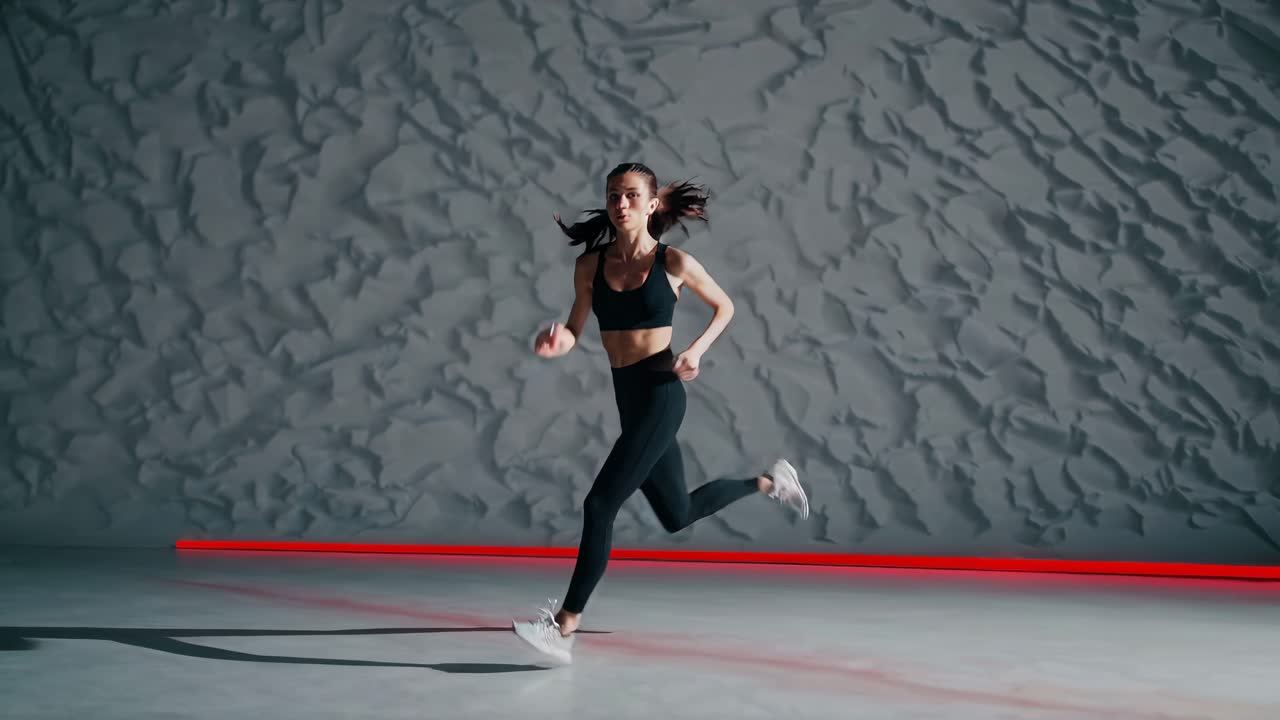 스튜디오에서 달리는 여자