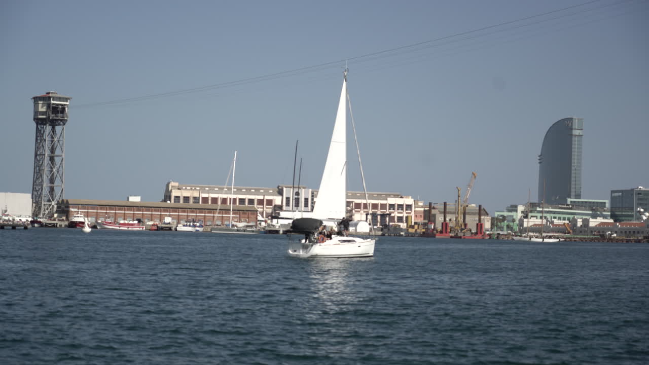 Sailboat in Barcelona Harbor