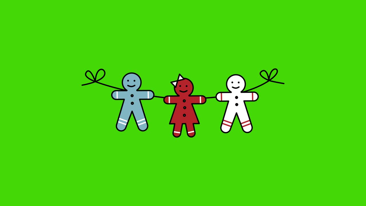 색 배경에서 만화 겨울 장식의 4k 비디오