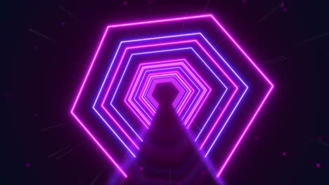 un túnel infinito de 4k de luces de neón en forma de círculo en animación de bucle de neón y azul