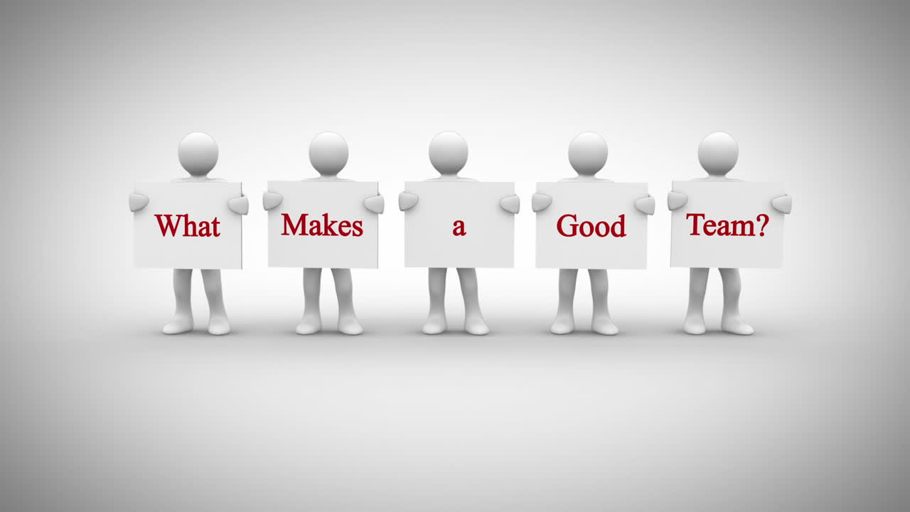 좋은 팀을 만드는 것을 말하는 표지판을 보여주는 색 문자