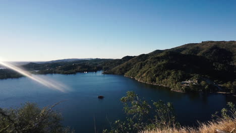 Valley-and-lake-in-the-province-of-Cordoba,-Argentina