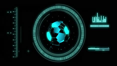 animation of scope scanning and data processing over digital football