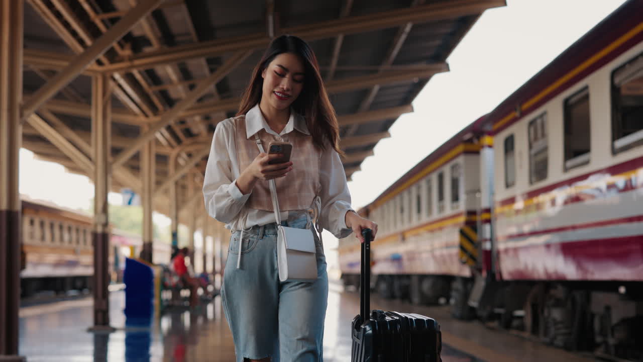 mujer en la estación de tren