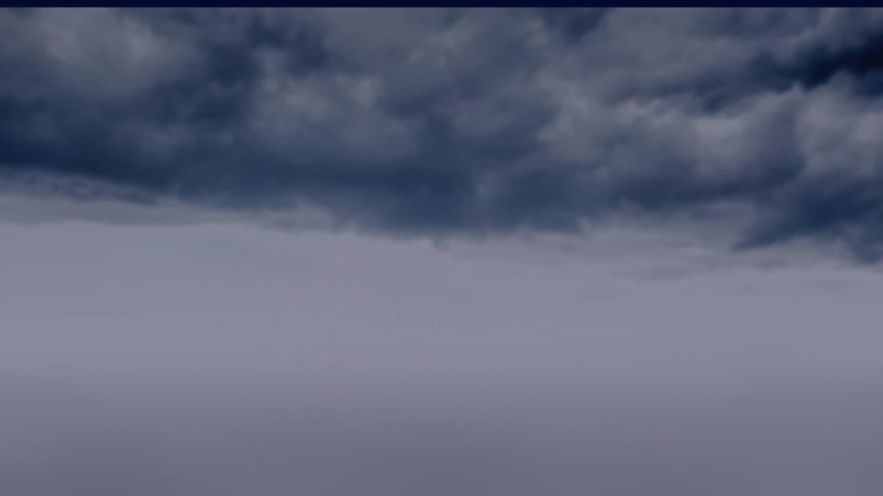 Dark storm clouds with glowing network animation forming below in dramatic sky