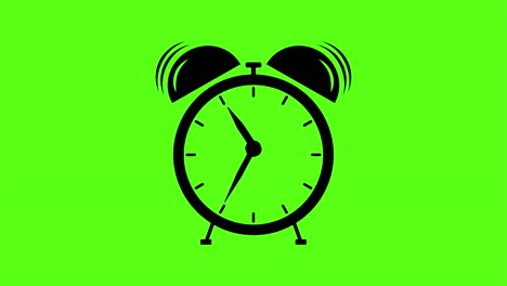 icono de reloj de alarma animación de video en fondo verde