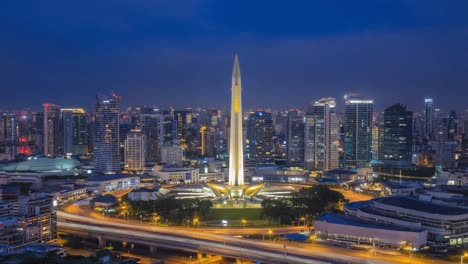night view of bangkok skyline with monument
