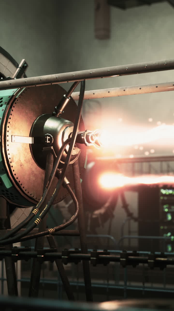 시험 중에 발사되는 로켓 엔진의 클로즈업