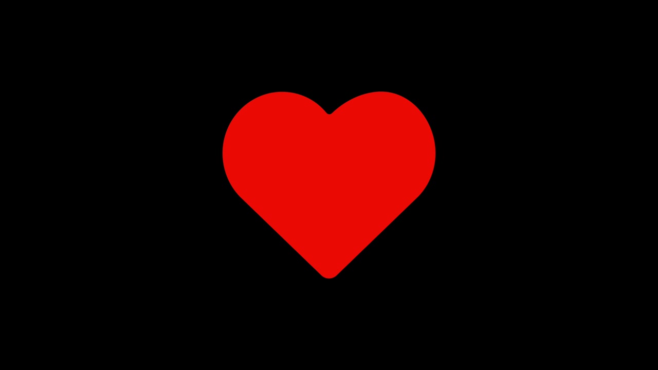 Animazione grafica di un cuore che lampeggia su sfondo nero