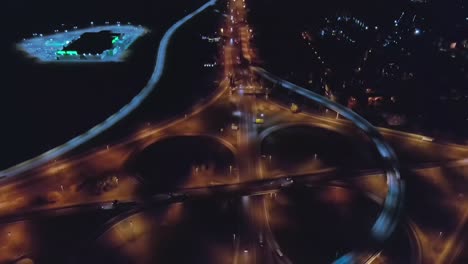 night aerial view of a highway intersection