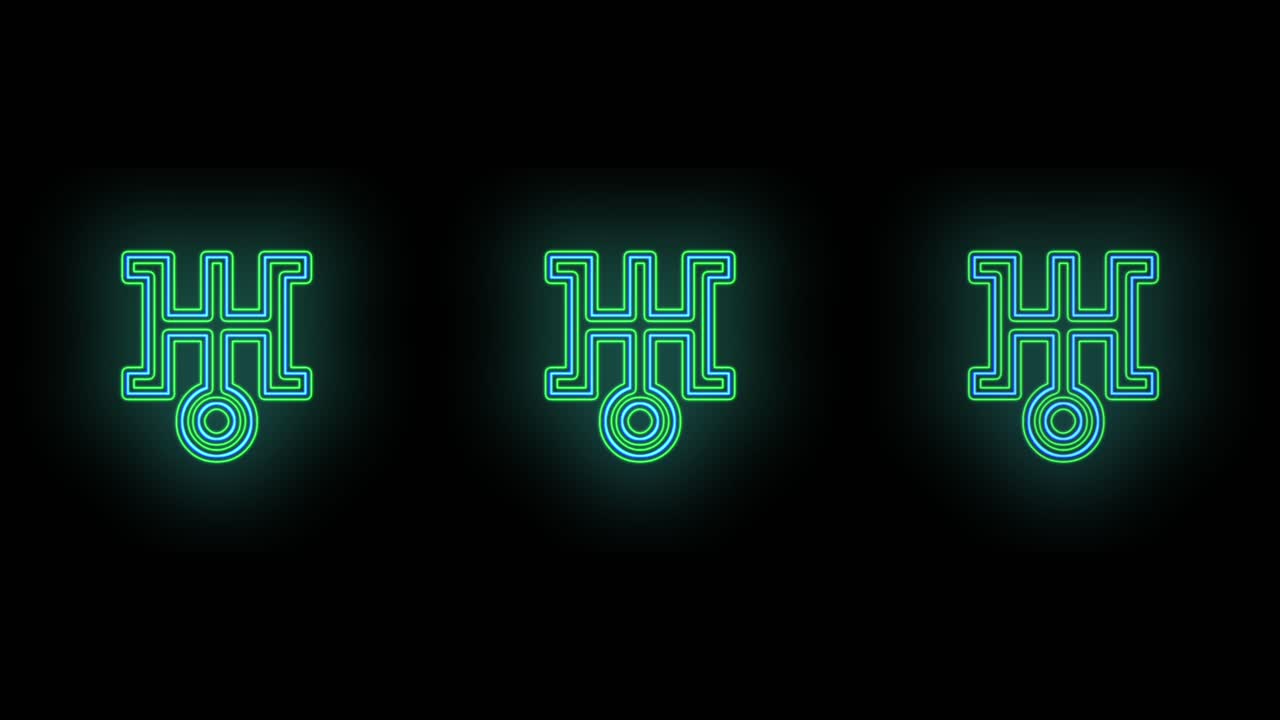 Japan symbols pattern with pulsing neon green light 3