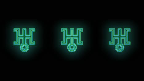 Japan symbols pattern with pulsing neon green light 3