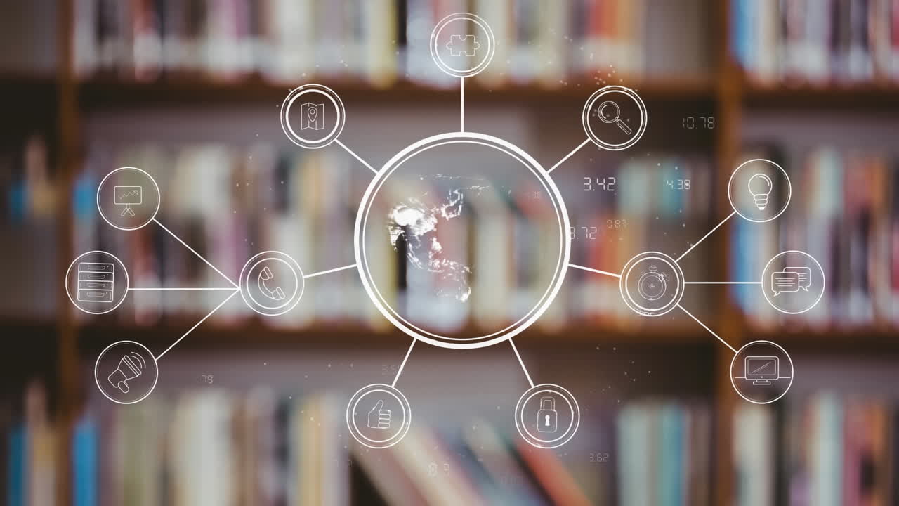 도서관에서 비즈니스 기호의 애니메이션