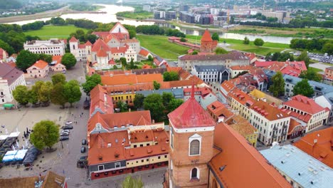 kaunas, lithuania showcasing historic architecture and the neris river, aerial view