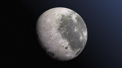 la luna está girando en el espacio exterior contra un fondo negro con estrellas