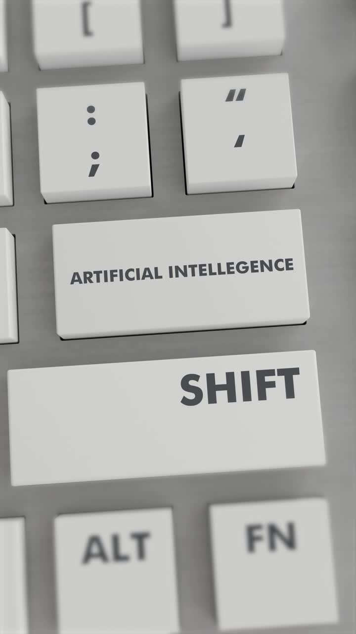 inteligencia artificial presionando el botón en el teclado video vertical