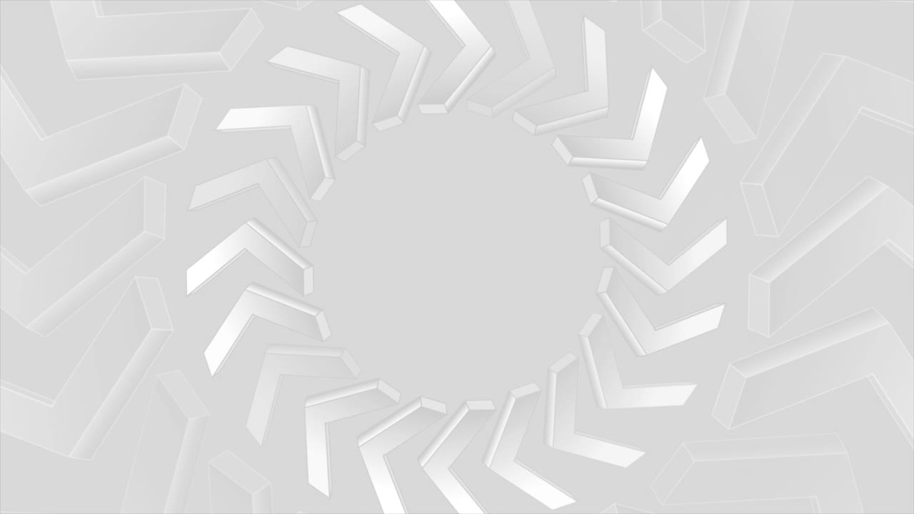 Grey white 3d round arrows abstract technology video animation