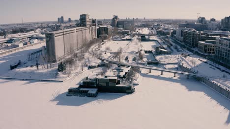 4k winter city montreal old port drone-003