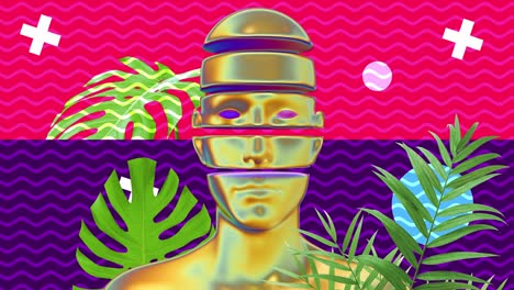 diseño psicodélico de colores gráficos mínimos. concepto de arte abstracto del cuerpo humano con formas geométricas y plantas. personaje 3d realista hombre o mujer en estilo de movimiento moderno creativo. animación de moda.
