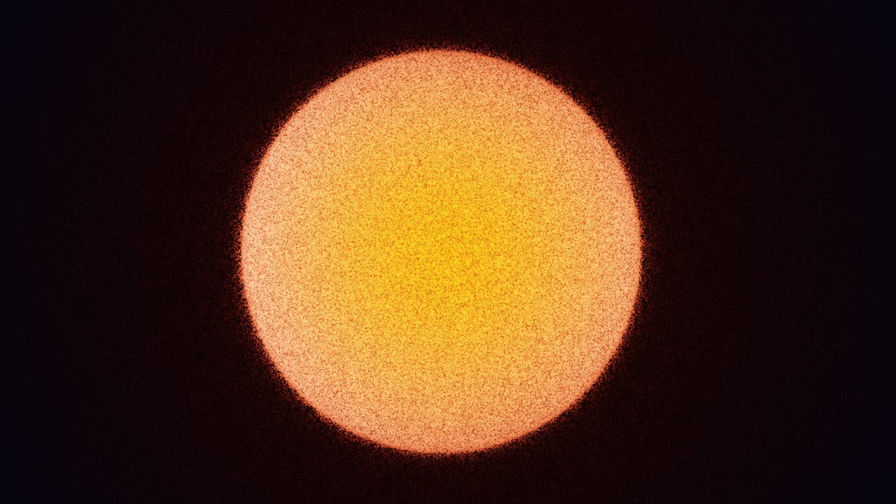 Abstract Grainy Orange Sphere Moving Across Dark Background