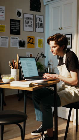 young worker in a cafe or restaurant