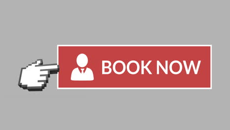 book now button with pointing hand 4k