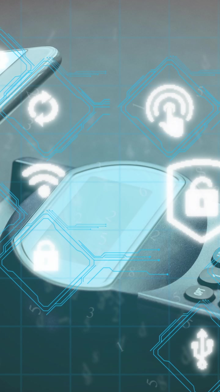 Animation af Wi-Fi-ikoner over smartphone og betalingsterminal