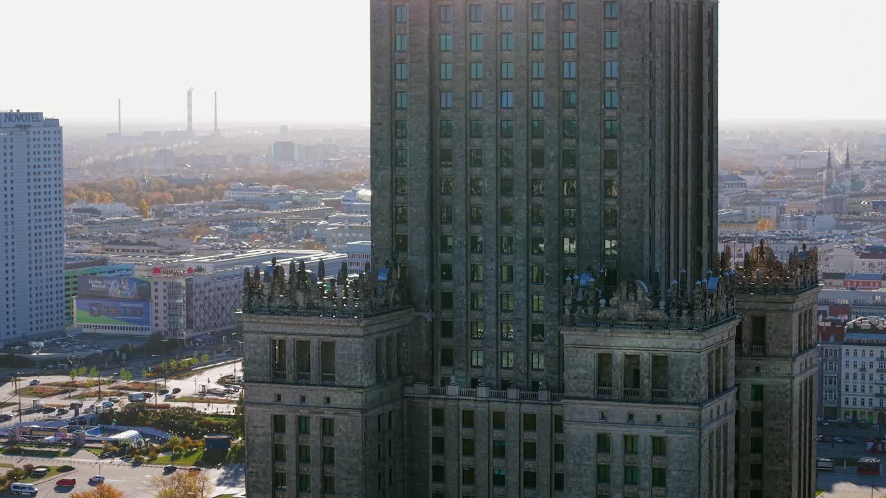 Aerial View of the Palace of Culture and Science in Warsaw, Poland