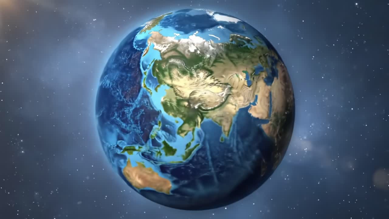 A Stunning Rotation of Earth Captured in Two Frames, Showing the Beautiful Continents and Oceans from Different Angles with a Starry Background for a Cosmic Perspective