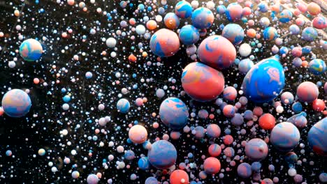 slow motion bright colors bubbles oil beautiful paint surface universe color moving multicolored closeup. acrylic paint. fantastic surface. abstract colorful paint fantastic structure colorful bubbles