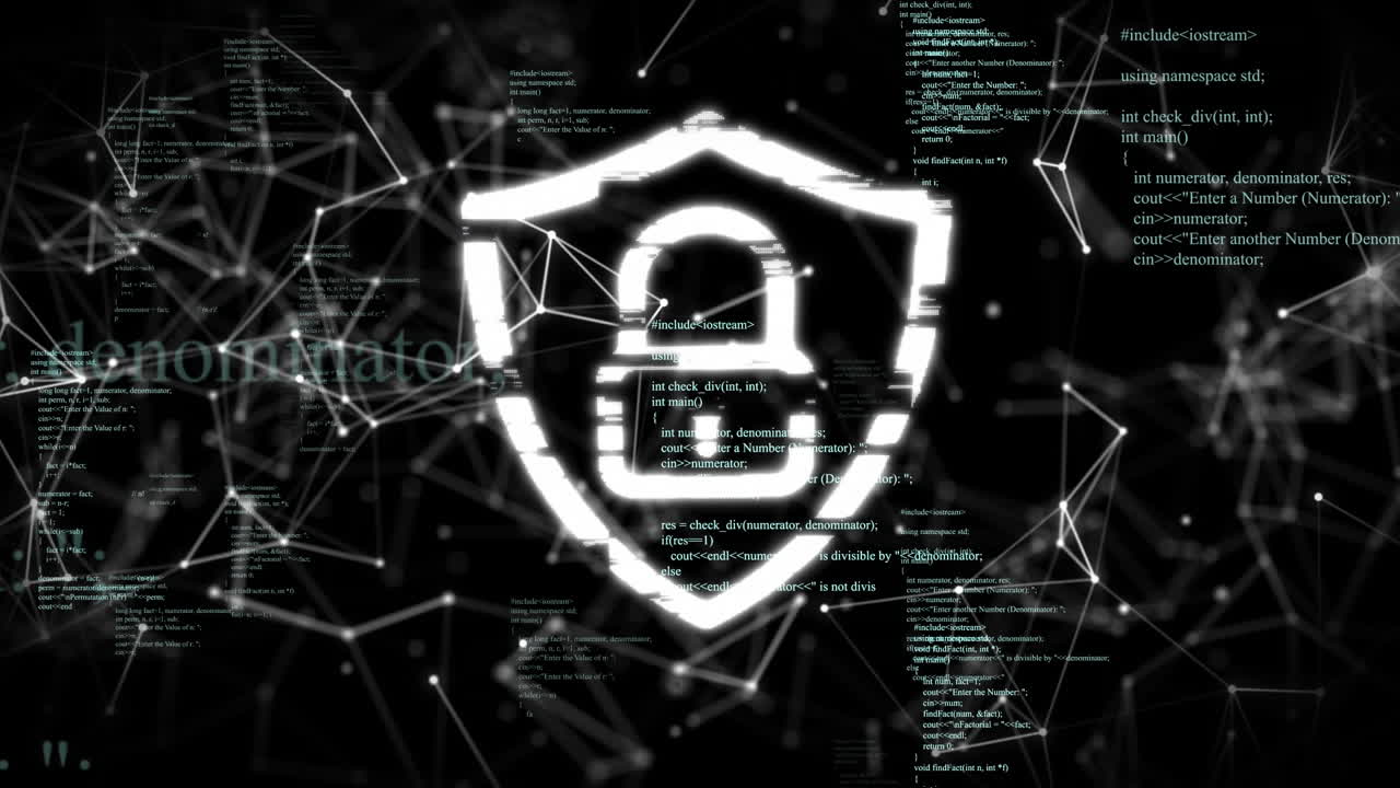 animación del candado y el procesamiento de datos sobre fondo negro