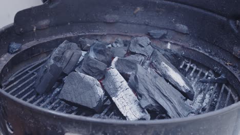 Carbón-En-Barbacoa-Encendida,-Para-Cocinar