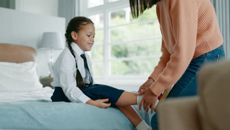 shoes, morning and help with mother