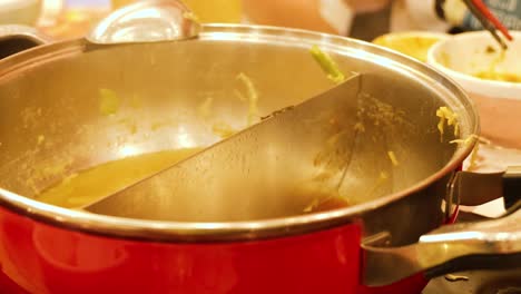 simmering hotpot with ingredients in bangkok