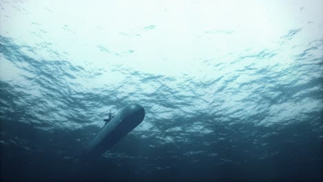 submarine passing overhead in shallow water