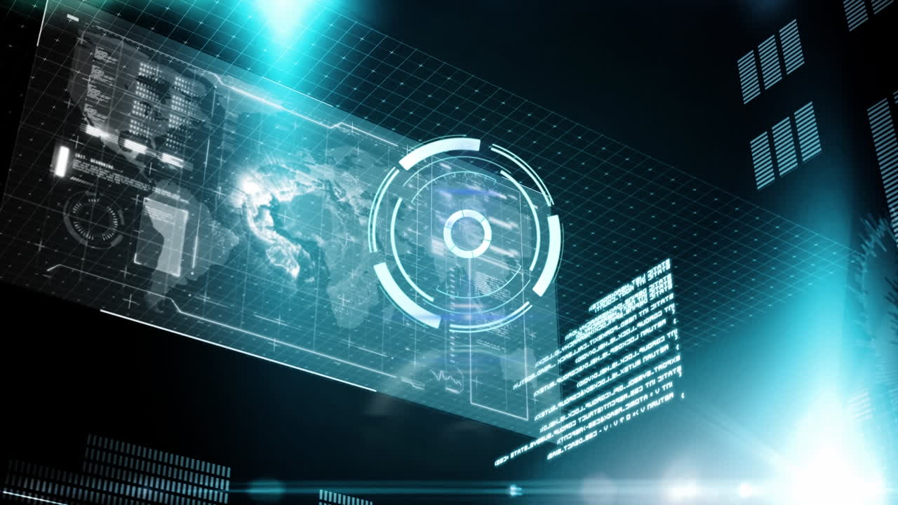 검은 바탕에 대한 범위 스캔과 데이터 처리의 애니메이션