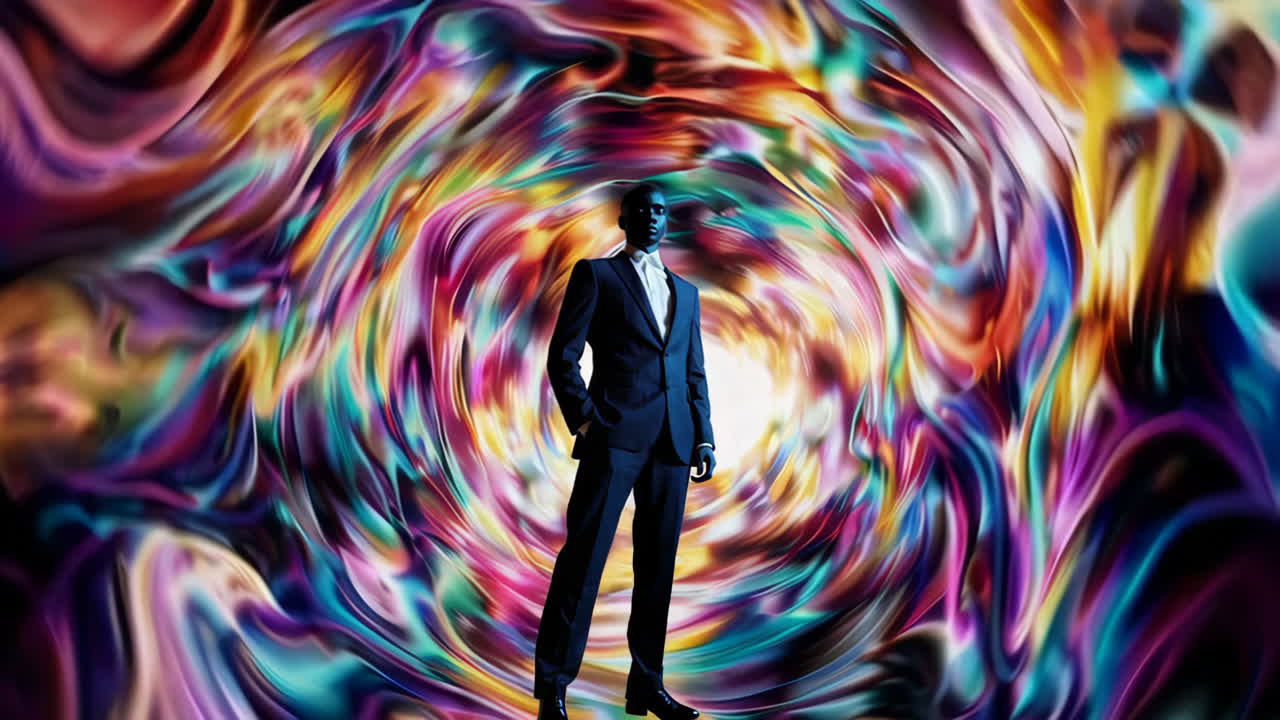 Businessman in a Colorful Vortex