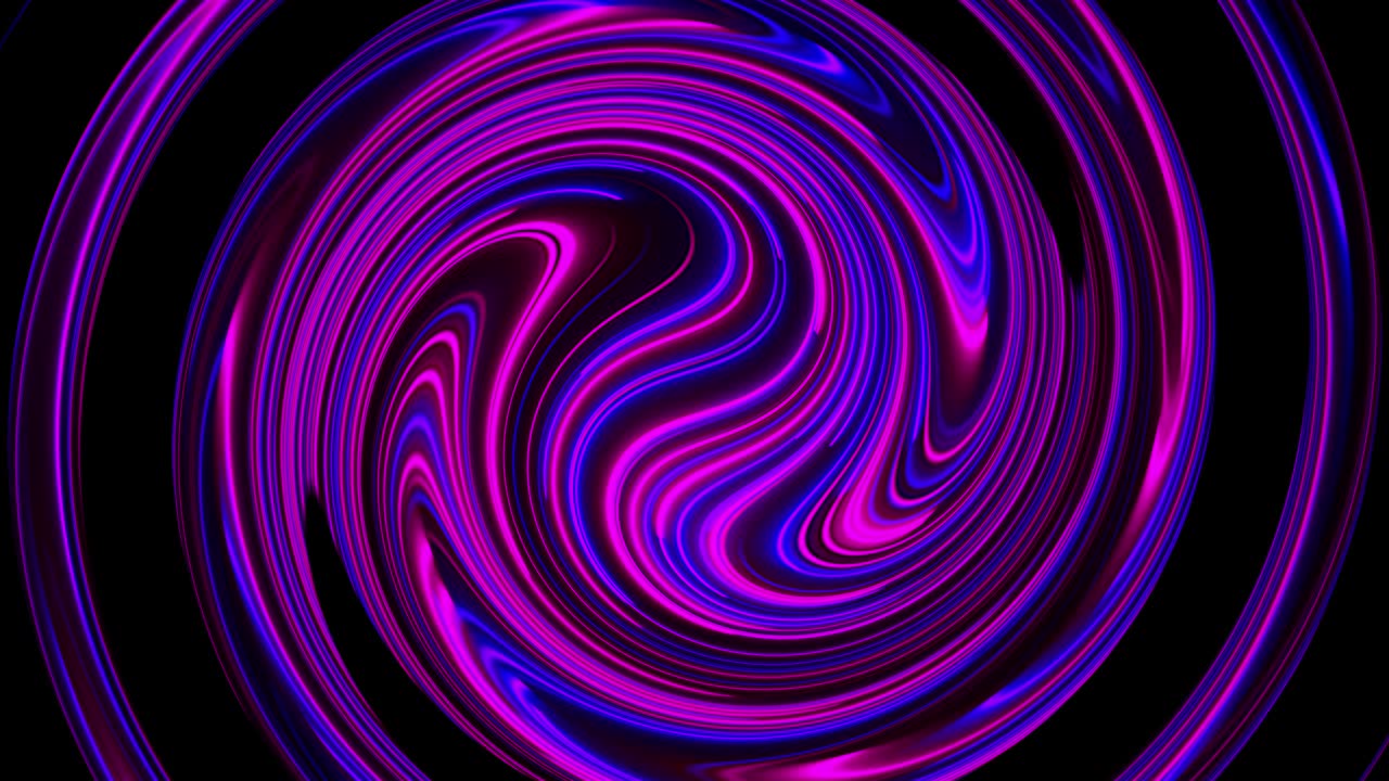 Computer generated abstract twist background. 3D rendering circular merger of neon color lines