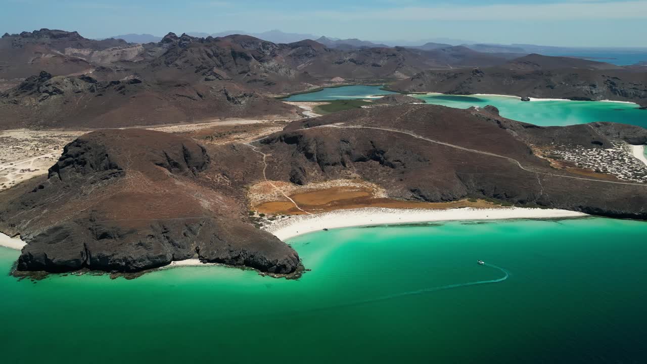 Beautiful beaches, turquoise waters, and dry landscape of la paz, mexico, aerial view