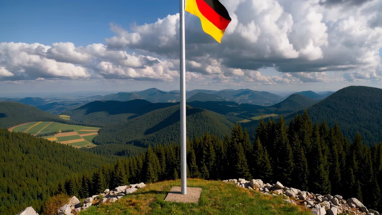 German Flag on Mountain Summit
