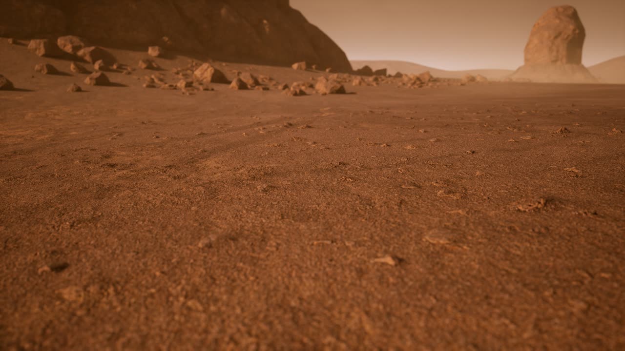 Fantastico paesaggio marziano in tonalità arancioni arrugginite