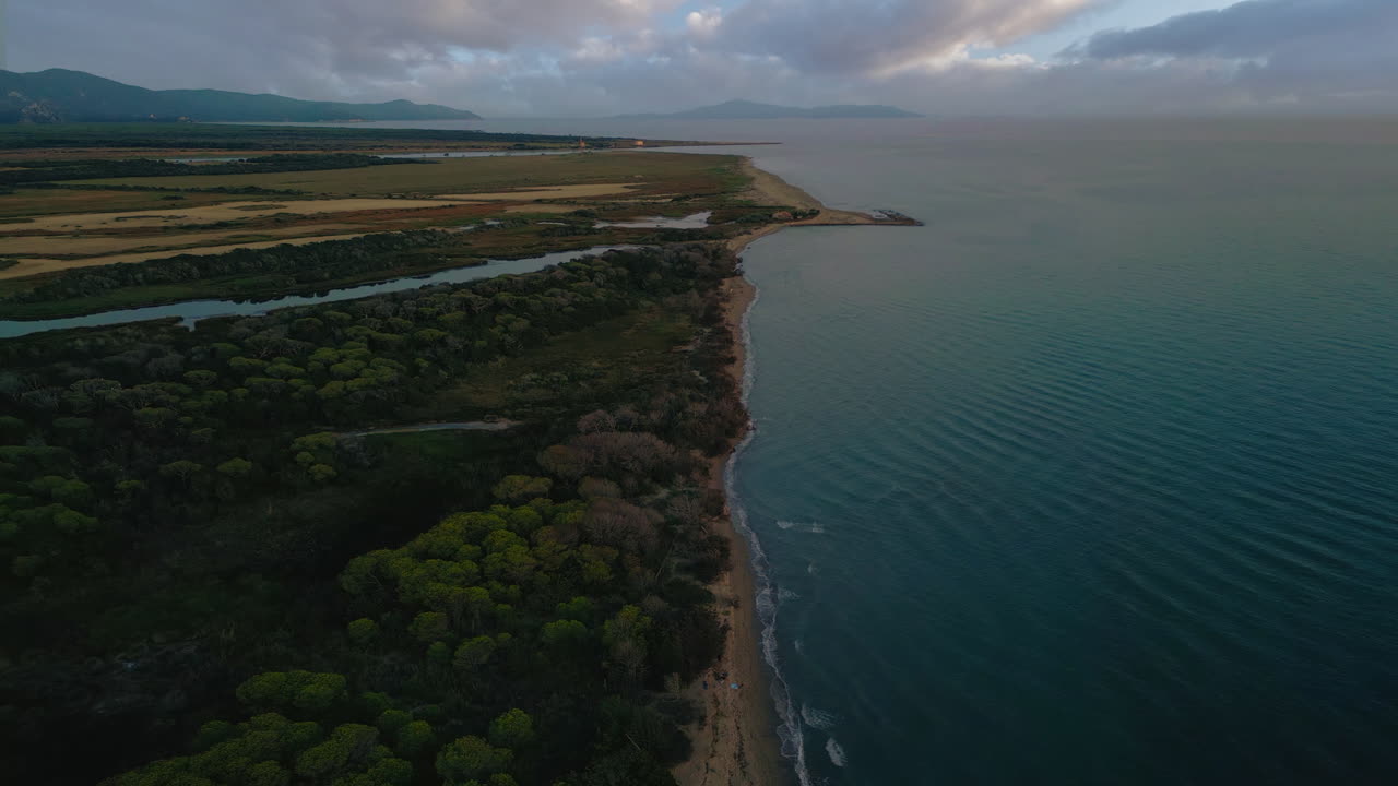 Tuscany Italy seaside cinemagraph seamless video loop by sunset in nature