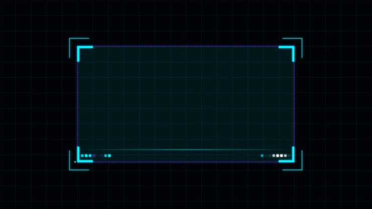 Digital HUD Interface Frame with Scanning Grid