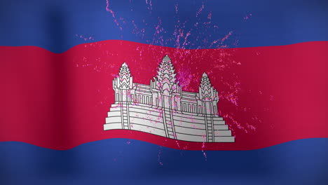 animation of fireworks over flag of cambodia