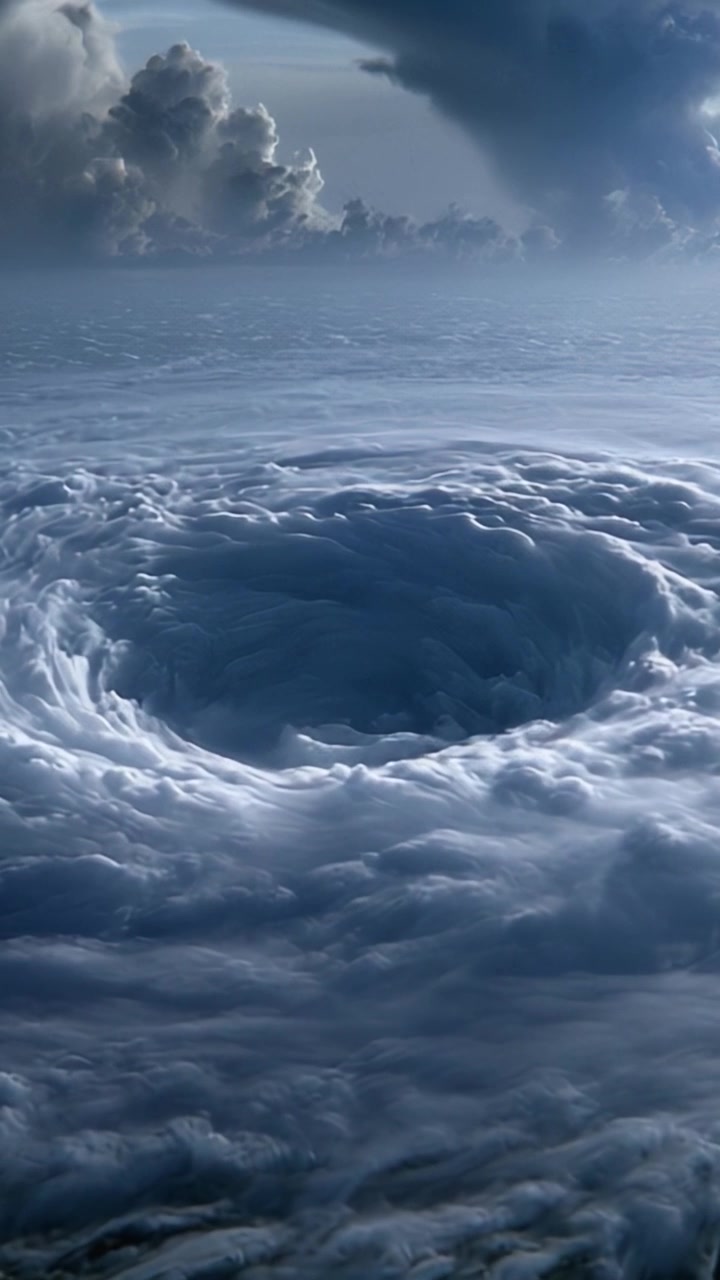 En Hypnotiserende Udsigt over en Kraftfuld Stormhvirvel, der Dannes over Turbulente Skyer, og Viser Naturens Rå Energi og Skønhed i en Fængslende Atmosfære