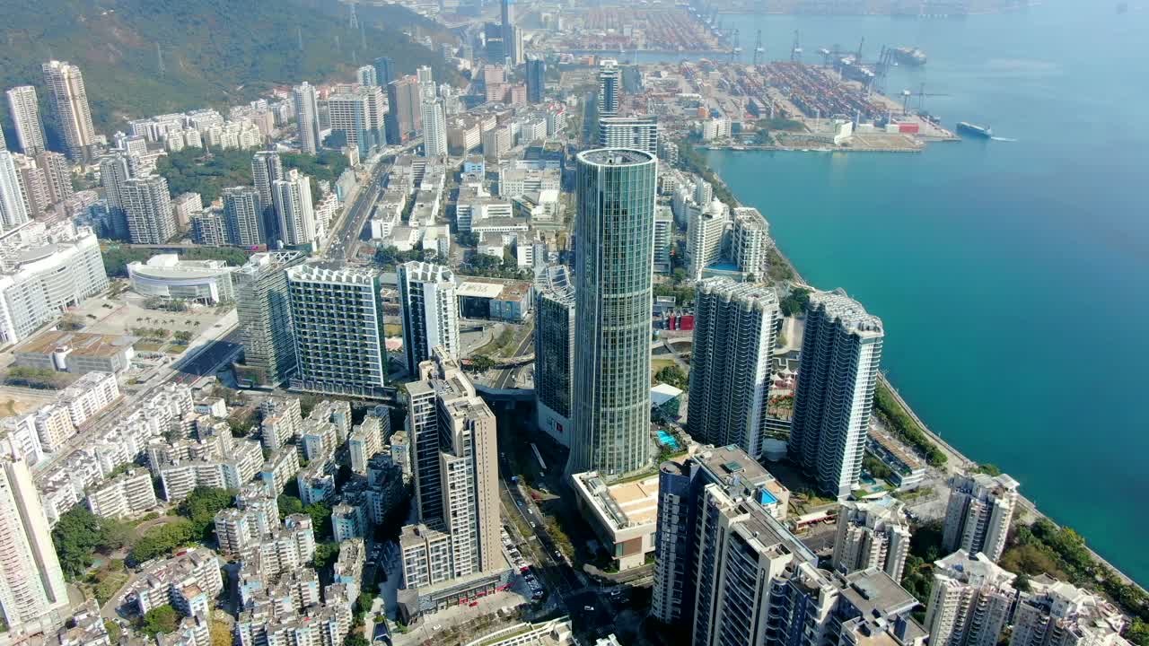 vista aérea sobre el horizonte de shenzhen en un hermoso día claro