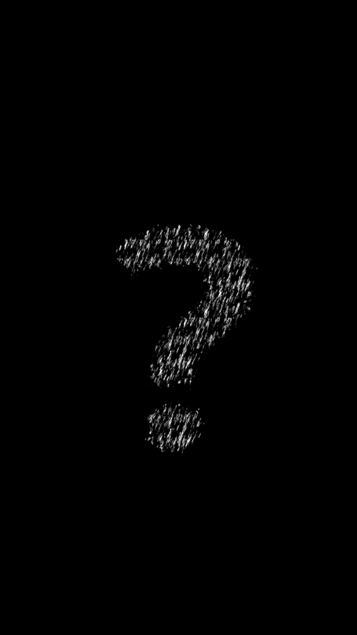 White question mark particle background with rough chalk texture black empty space and clean mystery