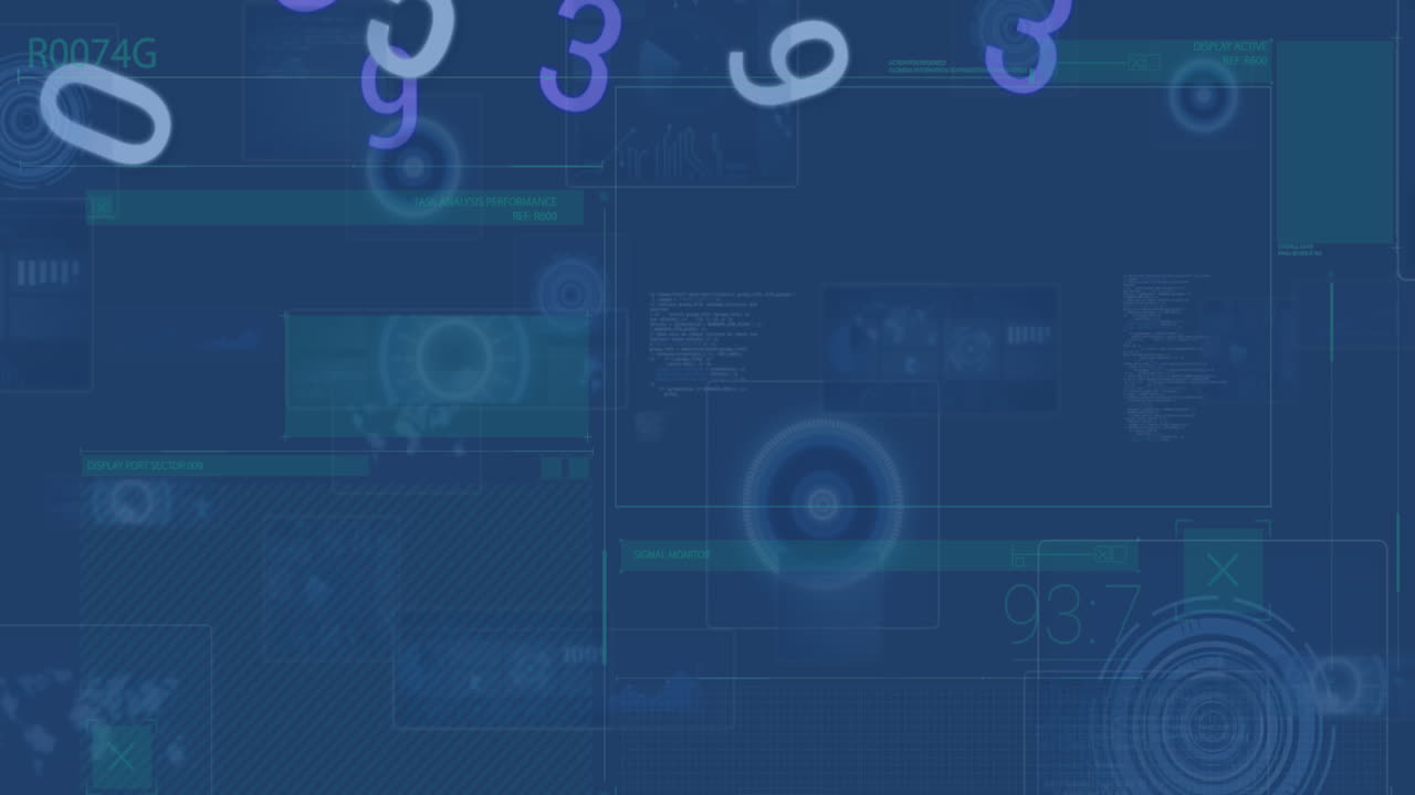 Animation of numbers, scope scanning and data processing