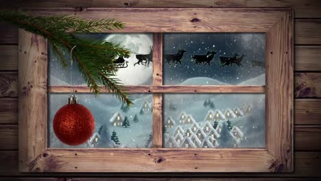 Winterlandschaft-Durch-Fenster-Gesehen